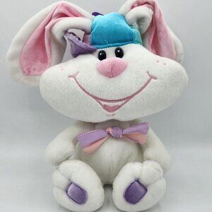 Dan Dee Plush Bunny Rabbit Chubby Cheeks Propeller Hat Bow Tie 19" White